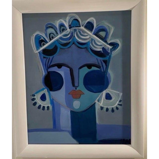 Abstract Original Painting Hayley Mitchell "Tikva" Framed Female Portrait Modern Abstract For Sale - Image 3 of 11