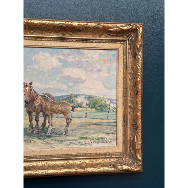Einar Söderlund, Horses in a Pasture, 1960s, Oil Painting on Panel, Framed For Sale - Image 5 of 13