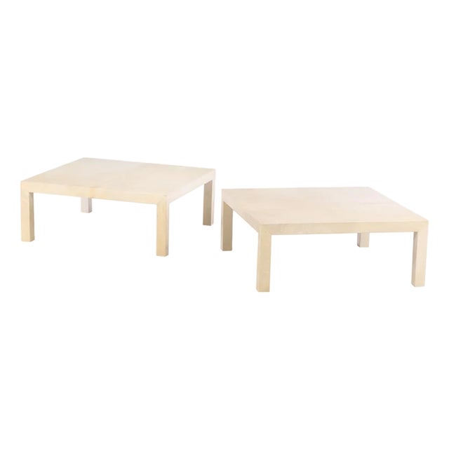 A Large Pair of Parchment Covered Coffee or End Tables in the Manner of Samuel Marx. For Sale