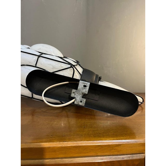 Metal Polychrome Murano Glass Wall Lamp with Black Metal Frame, Italy, 1980s For Sale - Image 7 of 8