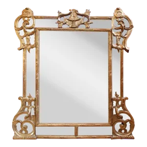 Continental Giltwood Louis XV Rococo Overmantel or Pier Mirror
