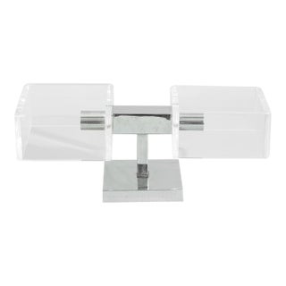 Late 20th Century Cubist Lucite and Chrome Table Lamp For Sale