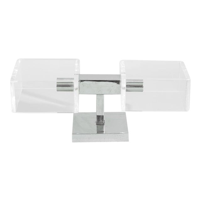 Late 20th Century Cubist Lucite and Chrome Table Lamp For Sale