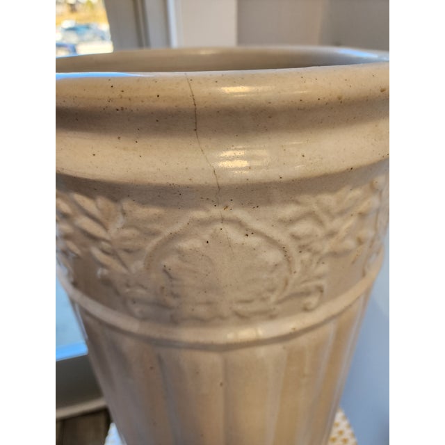 White Antique White Umbrella Stand in Glazed Pottery/Earthenware For Sale - Image 8 of 10