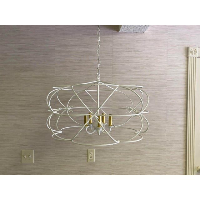 Contemporary Late 20th Century Curry and Company Geometric Iron Chandelier For Sale - Image 3 of 7