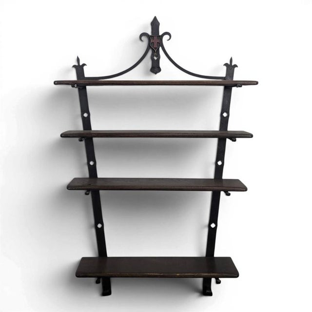 Metal Vintage Wall Shelf in Wrought Iron For Sale - Image 7 of 7