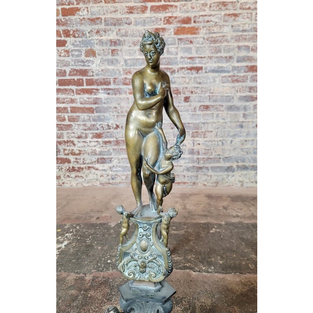 Bronze 19th Century Large French Figural Nude Bronze Fireplace Chenets -A Pair For Sale - Image 8 of 11