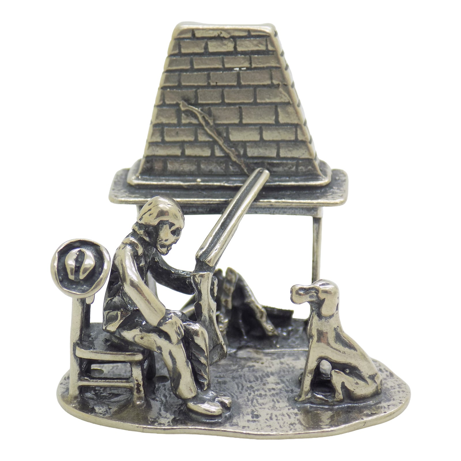 Vintage Italian Silver Hunter with Dog Fireplace Miniature Figurine ...