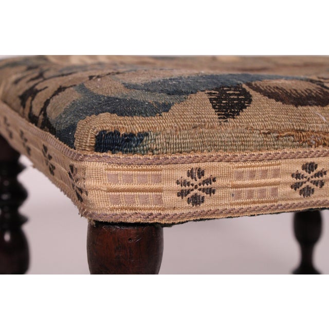 Brown William and Mary Style Bench With Tapestry Seat For Sale - Image 8 of 9