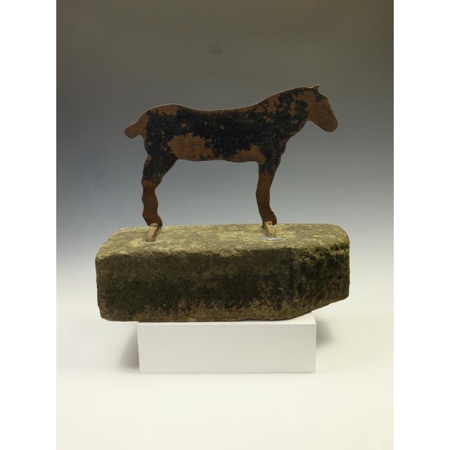Victorian Cast Iron Horse Boot Scraper on Original Yorkshire Stone Base, c.1890 This is a highly charming and...