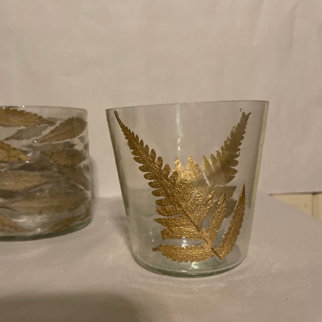 Glass Jars With Gilt Pressed Ferns - Set of 3 For Sale - Image 4 of 5