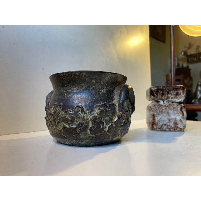 Danish Brutalist Vases in Glazed Ceramic, 1970s, Set of 2 For Sale - Image 4 of 13