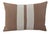 Custom-tailored pillow created from a brown linen textile. Pillow has two cream-colored wool appliqué stripes on the...