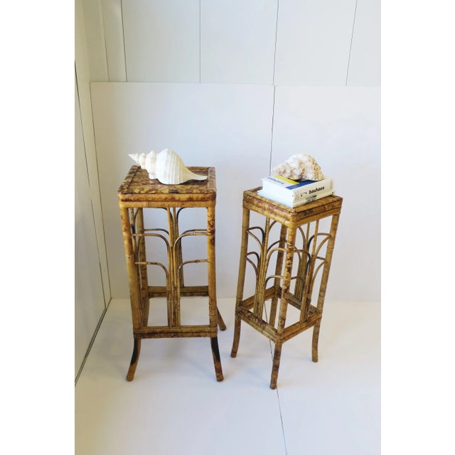 Art Deco Wicker Bamboo Pedestal Column Stand For Sale - Image 3 of 13