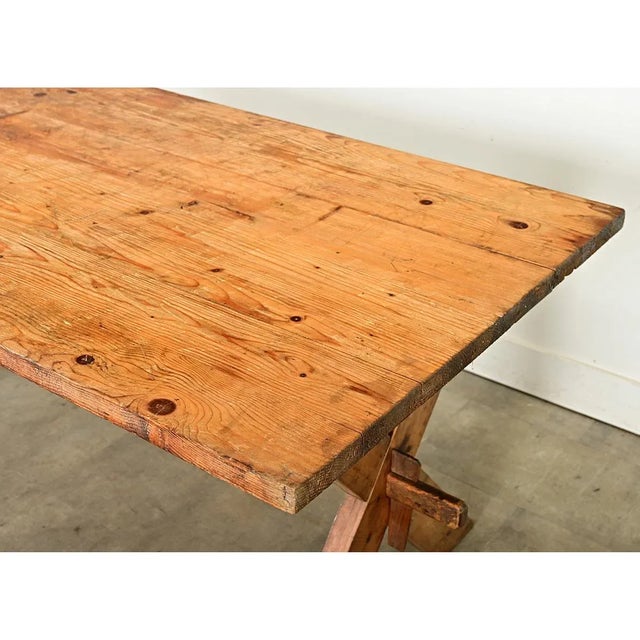 Swedish Early 20th Century Pine Trestle Table For Sale - Image 11 of 12