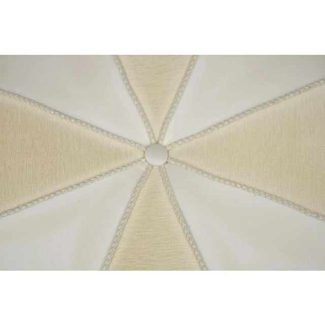 Decorator Modern Beige Upholstered Button Tufted Skirted 35" Round Ottoman For Sale - Image 4 of 12