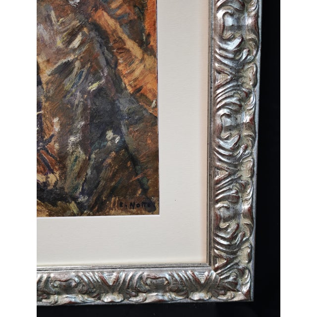 Emilio Notte, Expressionist Figure, Oil Painting on Cardboard, 1960s, Framed For Sale - Image 7 of 13