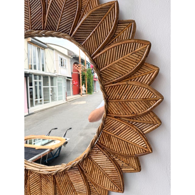 Rattan Sunflower Mirror by Vivai Del Sud. Italy, 1970s For Sale - Image 11 of 11