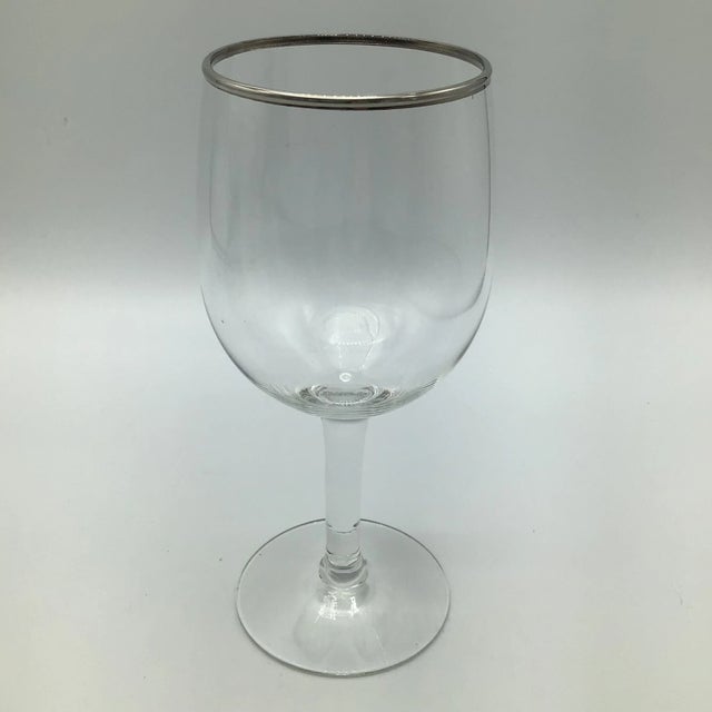 1970s Platinum Rim Crystal Wine/Water Glasses-Set of 10 For Sale - Image 5 of 13
