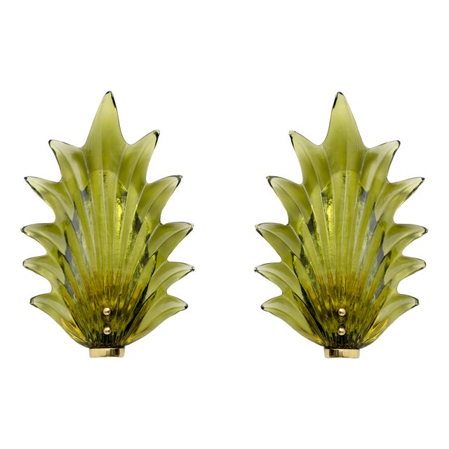 Italian Modern Murano Glass Leaf Sconces, 2000, Set of 2 For Sale