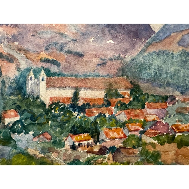 Modern Edith Hoyt Signed 1944 Chinantla Mountain Village Landscape Original Watercolor For Sale - Image 3 of 7