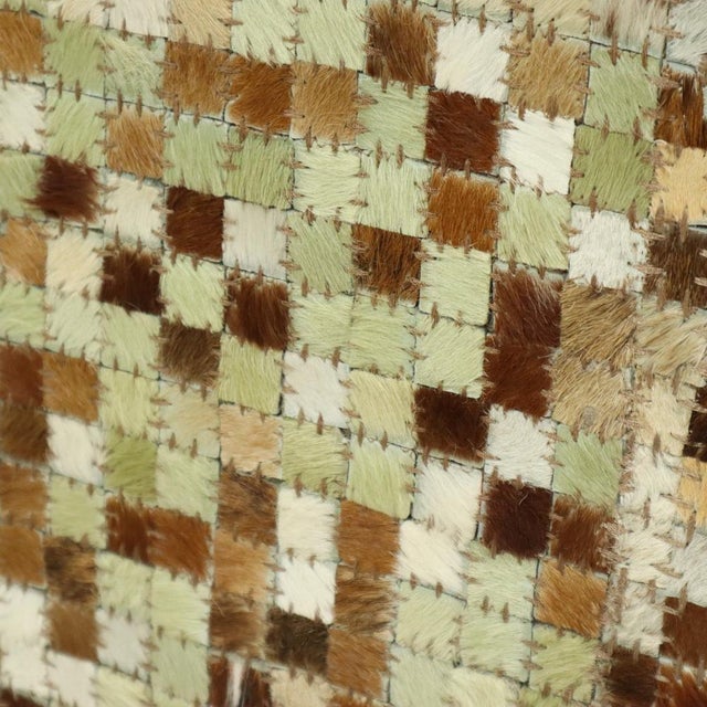 Vintage Square Goat Leather Patchwork Ottoman, 1970s For Sale - Image 10 of 13