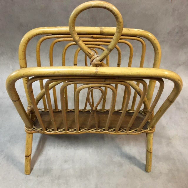 Rattan Magazine Rack, 1960s For Sale - Image 6 of 9