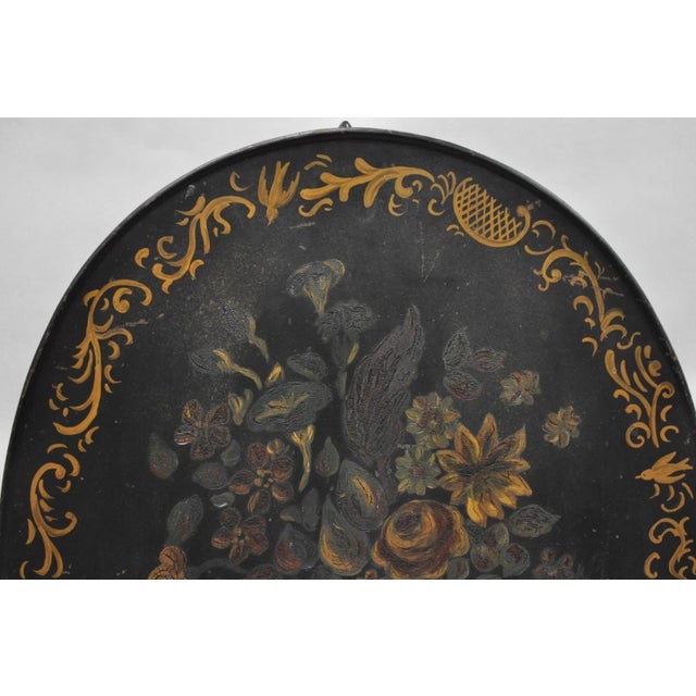 Antique French Victorian Tole Metal Hand Painted Floral Adjustable Firescreen For Sale - Image 12 of 15