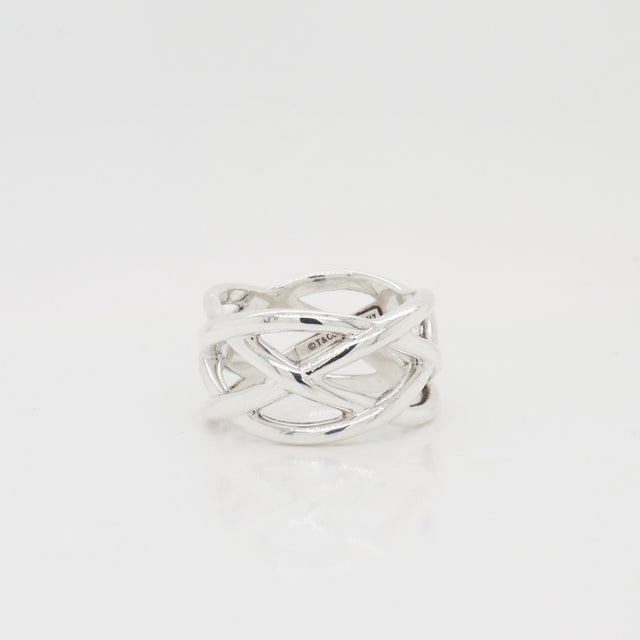 Vintage Tiffany & Co. Sterling Silver Braided Crisscross Ring For Sale - Image 10 of 15