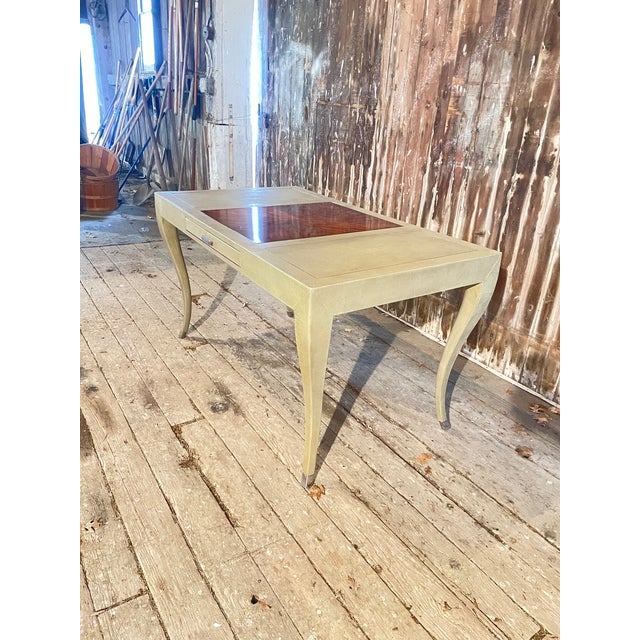 Writing Desk in Faux Shagreen With Walnut Writing Surface. For Sale - Image 4 of 17