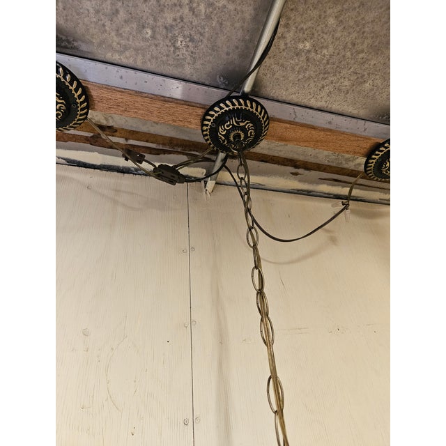 1990s Handmade 3 Wrought Irons Pendant Light For Sale - Image 10 of 11