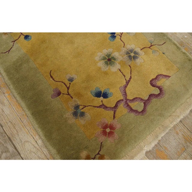 1920s Goldenord Floral Antique Chinese Art Deco Carpet 2' X 3' Knotted Wool Rug For Sale - Image 9 of 9