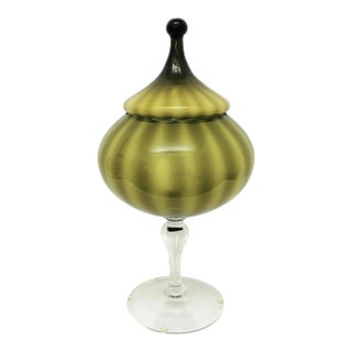 Vintage Green Cased Glass Apothecary For Sale