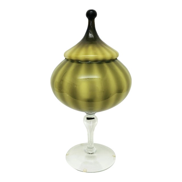 Vintage Green Cased Glass Apothecary For Sale