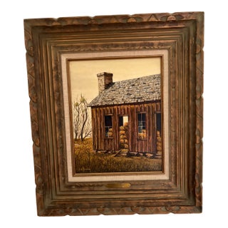 1974 Original Painting of a Barn Titled “Once a Home” For Sale