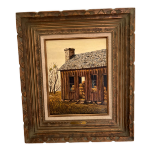 1974 Original Painting of a Barn Titled “Once a Home”