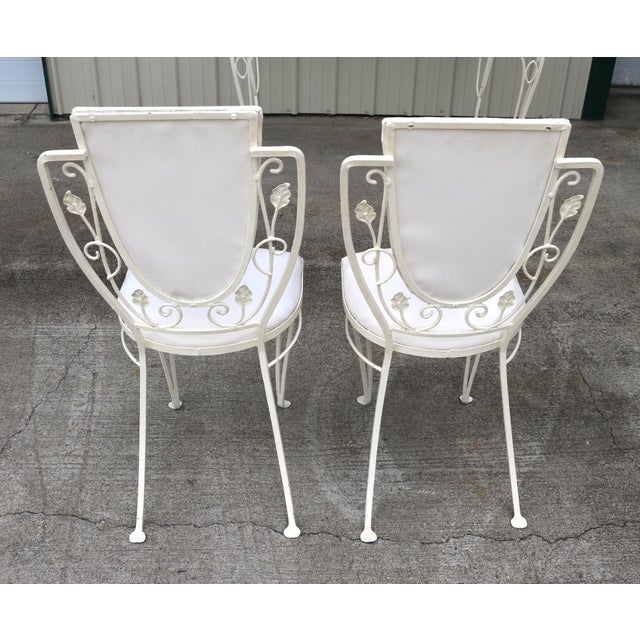 Salterini Vintage John Salterini Style Wrought Iron & Glass Dining Table & 4 Wrought Iron Chairs For Sale - Image 4 of 13