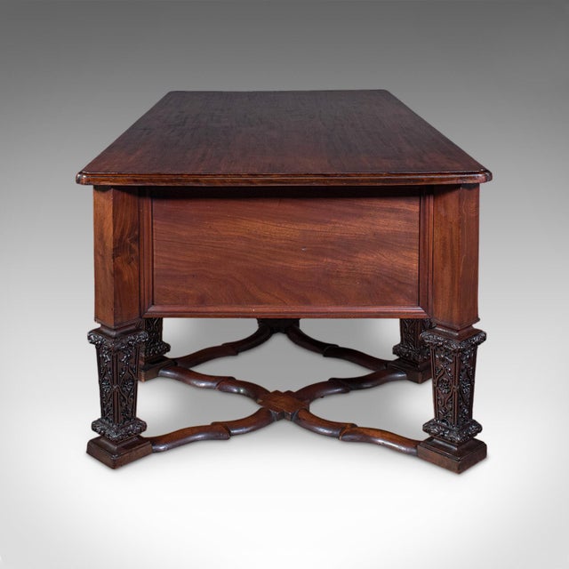 Victorian Antique Partner's Desk, English, Bureau Mazarin, Louis XIV Revival, Victorian For Sale - Image 3 of 12