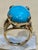 Vintage 12 Ct Natural Oval Sleeping Beauty Turquoise Ring, 14 Kt Yellow Gold For Sale - Image 18 of 18