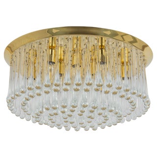 Brass Tear Drop Glasses Tropfen Light Fixture from Kalmar, Austria, 1970s For Sale