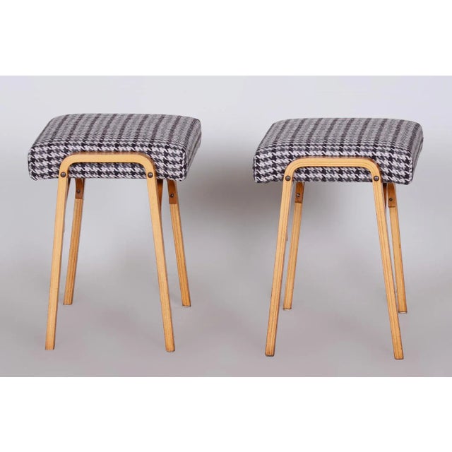 Mid-Century Modern Set of Mid-Century Beech Stools attributed to Ludvik Volak for Drevopodnik Holesov, 1950s For Sale - Image 3 of 7