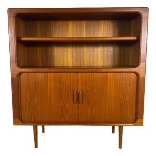 Vintage Teak Bookcase with Tambour Doors from Dyrlund, Denmark, 1960s For Sale