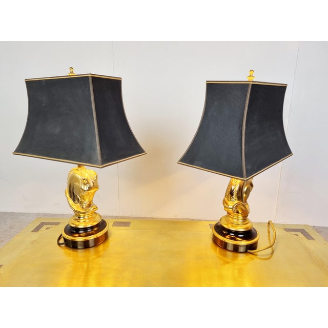 Belgian Horse Head Table Lamps in Brass, 1970s, Set of 2 For Sale - Image 9 of 11