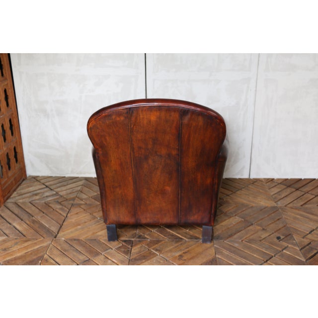 Vintage Leather Club Chair With Ottoman, Circa 1980s For Sale In Los Angeles - Image 6 of 18