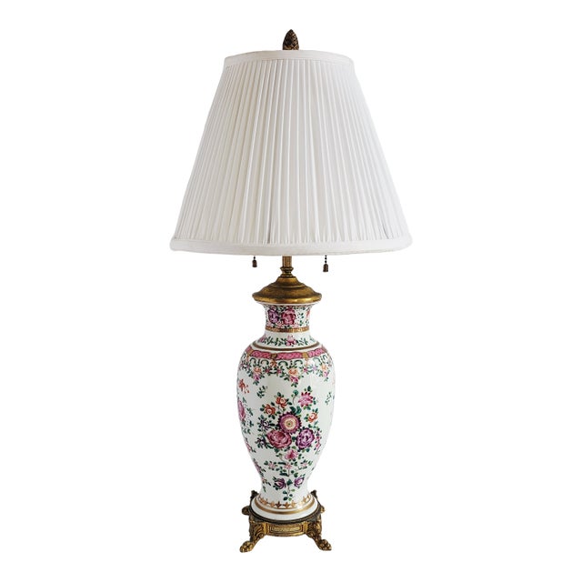 Antique Chinese Famille Rose Table Lamp For Sale