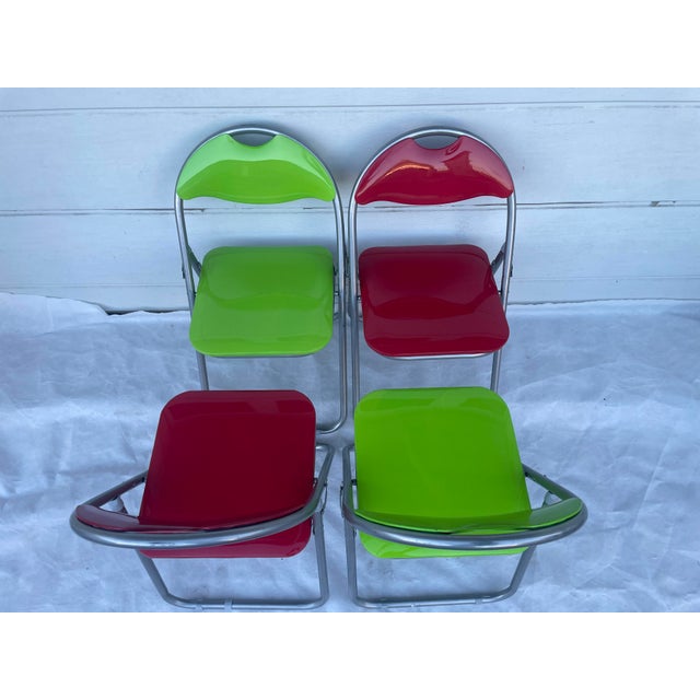 Modern Pop Art Folding Chairs in Metal, 2000s, Set of 4 For Sale - Image 12 of 18
