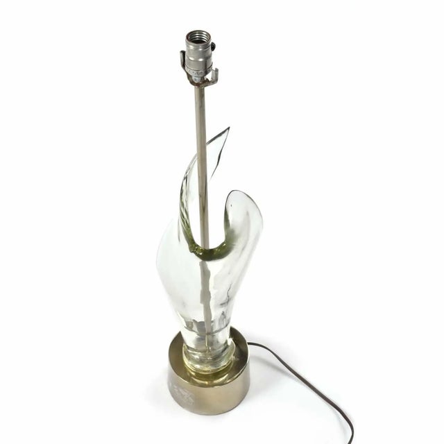 Glass Italian Mid-Century Modern Sculptural Clear Murano Glass Table Lamp For Sale - Image 7 of 10