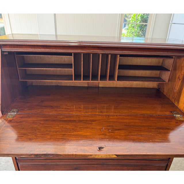 Antique American Walnut Slant Front Writing Desk With Drawers Circa 1800's For Sale - Image 14 of 18