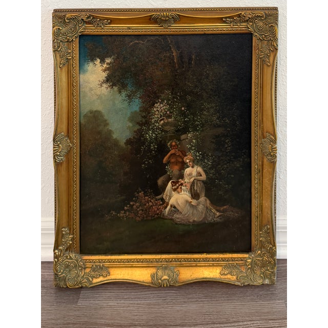 Miklós Santhó (Hungarian, 1869–1932) Antique Oil on Board Painting Faun Maidens For Sale - Image 4 of 13