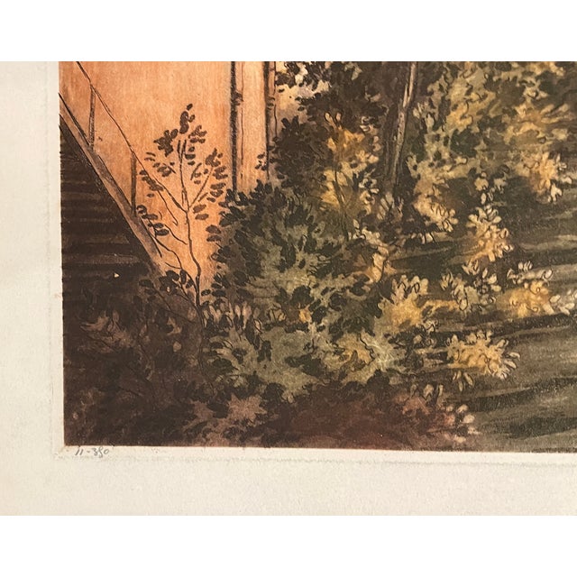 1920 large aquatint by Frances Roth, (France, 1883-1932) of a canal in France with buildings. Pencil signed and numbered...